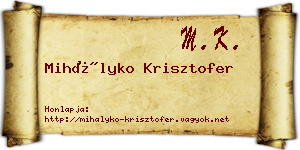 Mihályko Krisztofer névjegykártya